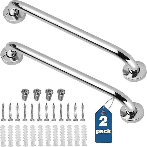 Pack de 2 barres d’appui de douche en acier inoxydable Salle de bain Barre d’appui Poignée de douche Poignée de baignoire Barres de sécurité pour chaise de douche Banc Barres d’appui Senior Elderly H (1/5)