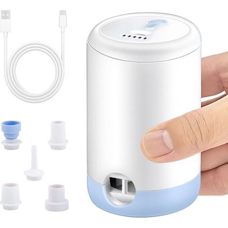 Pompe à air électrique portable, pompe à air rechargeable USB-C avec 5 buses multiples, pompe à vide rapide pour matelas d'air, flotteurs de piscine, bouées de natation (1/5)