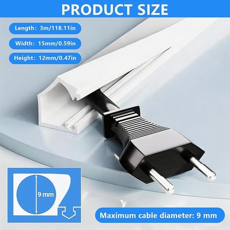 Goulotte de câble autocollante en silicone flexible et carrée de 3 m - Blanc (1/3)