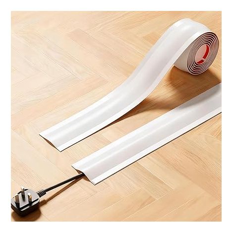 Flexible Cord Cover 4m White Self Adhesive Cable Management Cord Cover for Wall Floor Homes Office Garage (1/5)