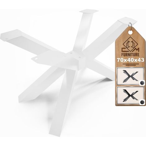 Patas de mesa CM Furniture Spider - Blancas - Altura 43 cm - Patas para mesa de centro - Base de acero - Alto 43 x Ancho 40 x Largo 70 cm - Patas para mesa de comedor, fácil montaje por una persona (1/5)