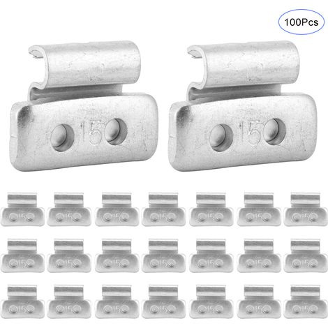 Lot de 100 masses d'équilibrage en alliage d'aluminium 15g/0,53oz, type P à clipser pour jantes en acier (1/5)