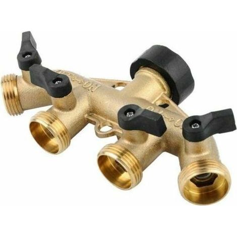 4 Voies 3/4" Collecteur D'Eau En Laiton, Tuyau D'Arrosage, Robinet De Distribution De Valve (1/5)