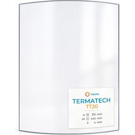 Vitre Termatech TT20 - Verre Courbe pour poêle à bois - 331 x 445 mm (A x H) - 4 mm (1/5)