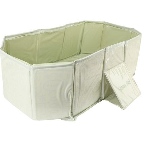 Baignoire pliable pour enfants, grande baignoire portable pour bébé avec bouchon de vidange, facile à nettoyer et verte (1/5)