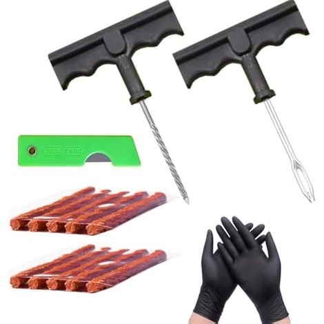 15pcs Kit Anti Crevaison Voiture, Kit Reparation Pneu Voiture, Meche Pneu Crevaison, Kit Réparation Pneu Voiture Pour Voiture, Moto, Camionnette, Tondeuse (1/5)