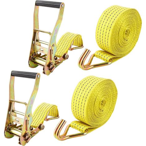 2er Set Spanngurte mit Ratsche und Haken, 6m, 50mm, 3000kg Bruchlast (1/5)