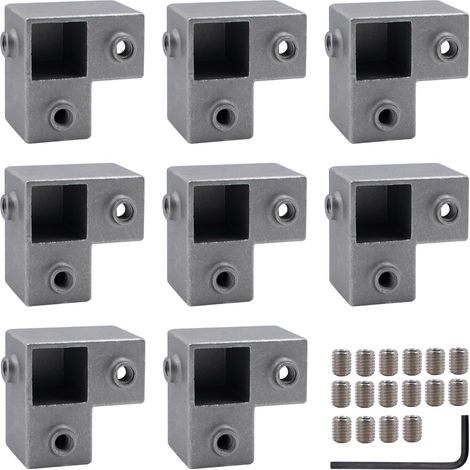 8pcs Aluminum Alloy 3 Way L-Shaped Square Tube Connector for Pipe Connection 25x25mm (1/5)