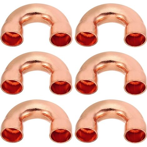 6pcs Raccord Coudé Cuivre pour Tuyaux Gaz, 10mm Raccord Tuyau d'Arrosage Durite Essence, Raccords Tuyauterie à Pression pour HVAC Climatisation Plomberie, Épaisseur 0.8mm - U Forme