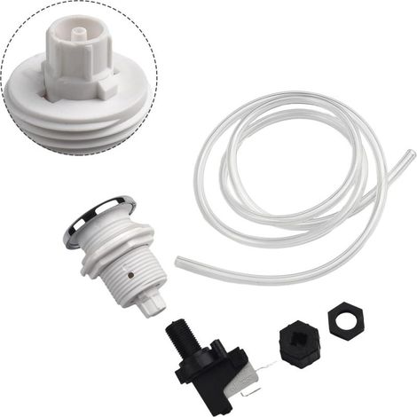 Interrupteur marche/arrêt à bouton-poussoir avec tuyau d'air comprimé pour la commande de bains à remous et de spas. Calibre : 16 A, 125/250 V. Convient aux pompes et aux applications de télécommande. (1/3)