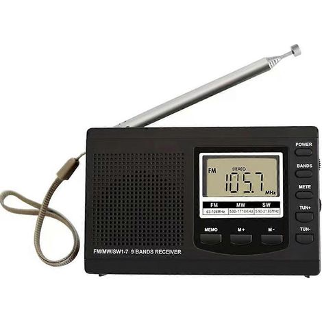 Mini-Radios mit UKW/MW/SW, einziehbarer Antenne, großem Empfangsbereich und digitalem Wecker