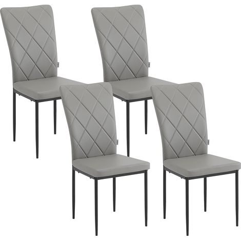 WOLTU Set Di 4 Sedie In Ecopelle Per Sala Da Pranzo Moderna Sedie da Cucina con Schienale Alto，Grigio