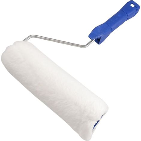8'' Blauer Kunststoffgriff Metallrahmen Weiße Plüschhülle Farbroller Pinsel