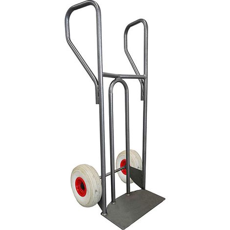 Sackkarre aus Stahl, gebogen, 250 kg Tragkraft - Pannensichere und geräuscharme Räder - DVPF2-RINC