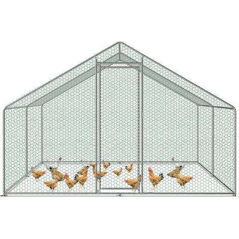 EINFEBEN Enclos poulailler grillagé avec porte latérale et toit dôme 9 m² 3x3 M