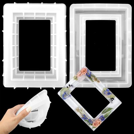 Cadre Photo Resin molds, Moule en Silicone pour Résine Époxy, Moule Rectangulaire Résine Epoxy pour Création Artisanale, Décorations Maison, Cadre Photo Personnalisé, Idée Cadeau DIY (20x15cm) (1/5)