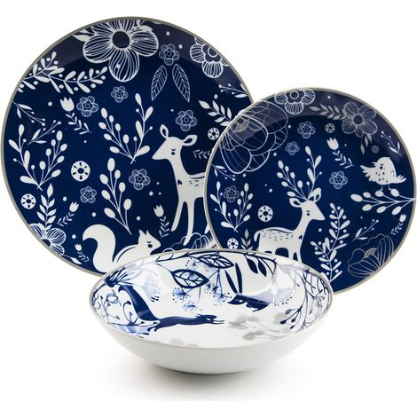 Service de vaisselle 18 pièces, porcelaine, 6 personnes, décoration (1/5)