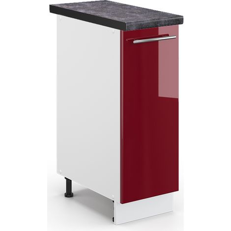 Küchenschränke Fame-Line, Bordeaux Hochglanz, 30 cm , AP Anthrazit, Vicco