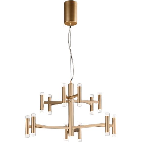 Suspension Led 68W Or Brossé 3000K Dimmable - Design Moderne En Métal Et Acrylique Satiné Pour Intérieurs Élégants Par La Marque Perenz (1/3)
