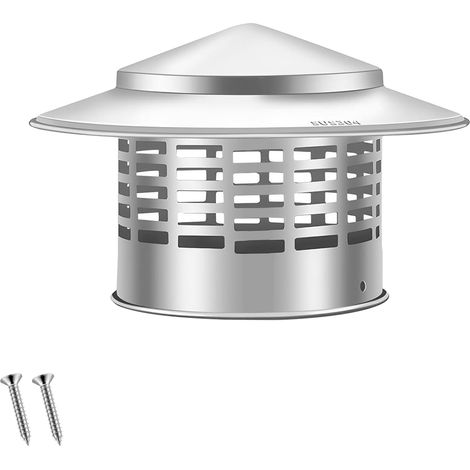 1 pezzo di cappello per camino in acciaio inossidabile, cappello antipioggia per tetto, cappa di sfiato rotonda per tetto con viti, per tubo del camino da 110 mm (4,33 pollici)