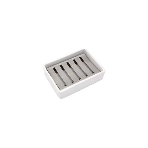 Jabonera de cerámica de acero inoxidable SUS304 de doble capa con desagüe para ducha y baño.