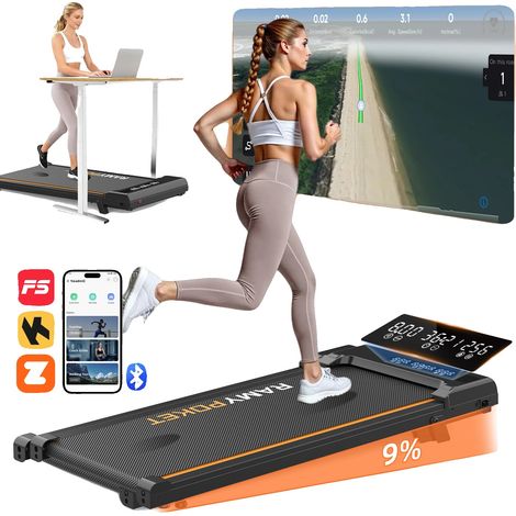 Cinta de correr Walking Pad, inclinación ajustable, motor silencioso, negra 9% (1/2)
