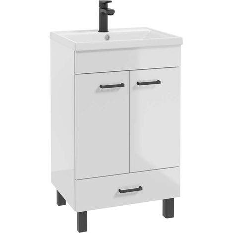 STAMAR  Badezimmerschrank 50 Slim - Weiß Hochglanz - Elegant und Praktisch - Ideal für kleine Räume