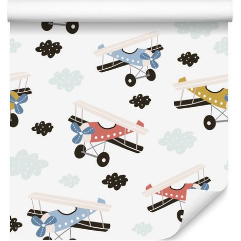 Papier peint Avions de conte de fées colorés pour salon et chambre 50x1000 cm (1/5)