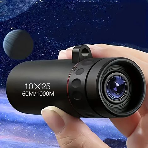 Mini-télescope monoculaire portable (réservé aux adultes). Cet appareil pratique est idéal pour l'observation des oiseaux, la pêche, les voyages et le tourisme. Dimensions : 10 x 25.