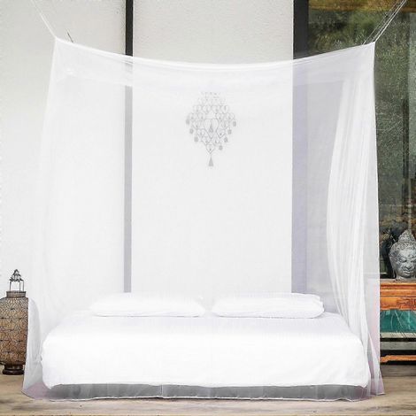 Moustiquaire blanche en maille, en forme de boîte, pour lit simple ou double, installation rapide et facile. (1/3)
