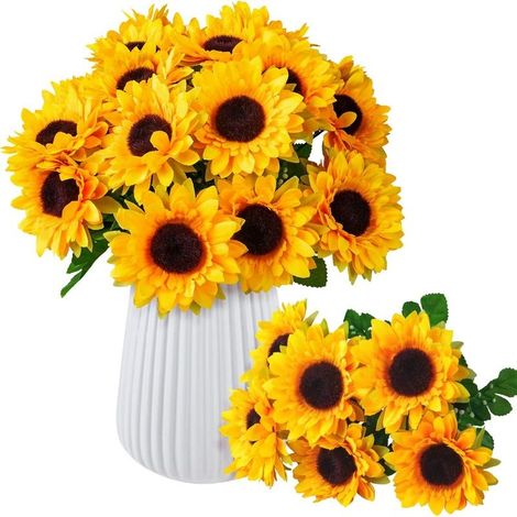 Set of 3, artificial bouquets, sunflowers, fake flowers for indoor and outdoor garden accessories, sunflowers for floral decorations, arrangements, living rooms, bedrooms. (1/5)