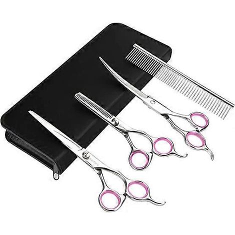 Filiyano – Kit de coupe professionnel pour chiens et chats - Ciseaux droits, courbes et à effiler (1/5)