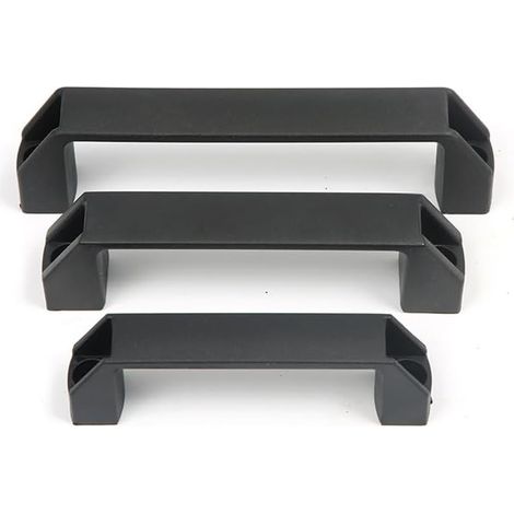 Lot de 8 poignées de meuble en nylon, noir, pour armoires de cuisine série 30, profilé en aluminium (distance entre les trous : 120 mm)