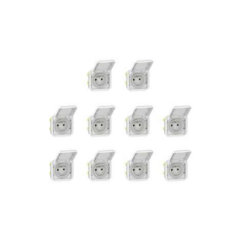 Legrand - Plexo L - LOT de 10 prises de courant 2P+T - 16A - 250V - Composable - Blanc - Ref. : 069621Lx10 (1/5)