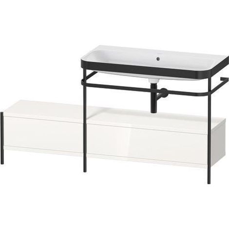 Ensemble lavabo HAPPY D.2 PLUS 1600x490mm sans trou de robinetterie, blanc brillant