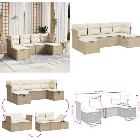 Salon de jardin avec coussins 6 pcs beige résine tressée - Ensemble Salon De Jardin - Salon De Jardin Extérieur - Mobilier De Jardin - Canapé Jardin - Chaise Lounge - Home & Living (1/4)
