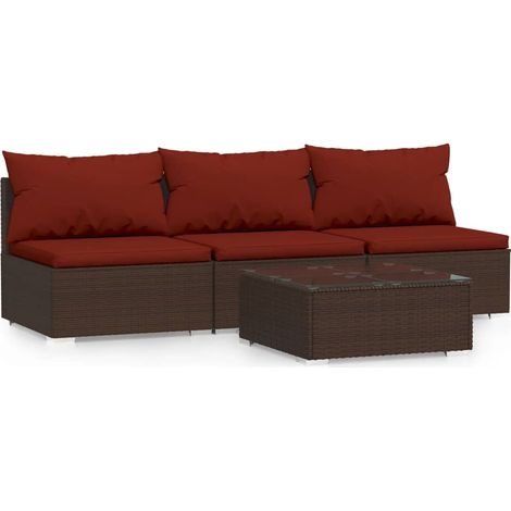 Maison Exclusive - Set Mobili da Giardino 4 pz con Cuscini in Polyrattan Marrone