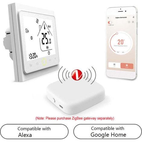 Thermostat intelligent Tuya ZigBee 3.0,contrôleur de température programmable hebdomadaire 5 A,commande vocale via application,compatible avec Alexa/Home,pour chauffage au sol à eau,bureaux,vil (1/4)
