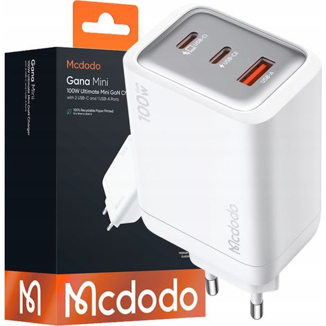 MCDODO Wandladegerät, Netzteilwürfel, 3x USB-C PD, 100 W, Weiß