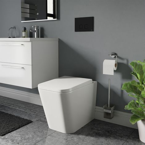 Camden Back to Wall Toilet with Soft Close Seat including High in Wall Concealed Cistern with Black Flush Plate (1/4)