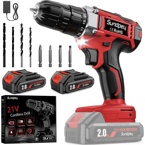 Perceuse Visseuse Sans Fil 21V 45Nm avec 2 Batteries 2Ah et 1600RPM (1/5)