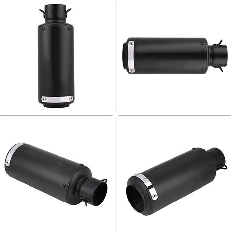 Silencieux d'échappement moto embout tuyau acier inoxydable noir universel (1/5)