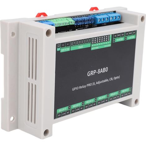 Module de Carte de Commutation de Relais GPIO 10a 5V à 2 Canaux, Isolement Optocoupler, Contrôle de L'automatisation Industrielle, Boîtier de Support de Rail ABS, pour les (Grp-8ab0) (1/5)