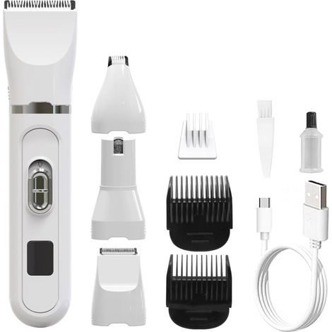 Tosatrice professionale per cani 4 in 1, kit per la toelettatura di cani e gatti, tosatrice per peli di cani e gatti senza fili e silenziosa