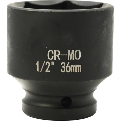 douille 36mm 1/2" 6 pans, douille a choc 1/2 36 mm Acier Chrome-Molybdène CR-MO(Black) (1/5)