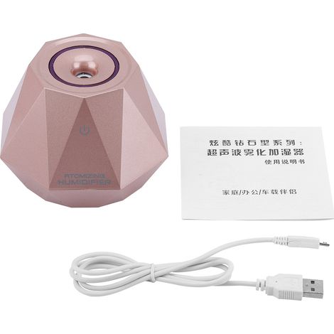 Humidificateur d'air Modèle 98E Design diamant compact 180ml USB silencieux avec lumière LED pour voiture bureau (1/5)