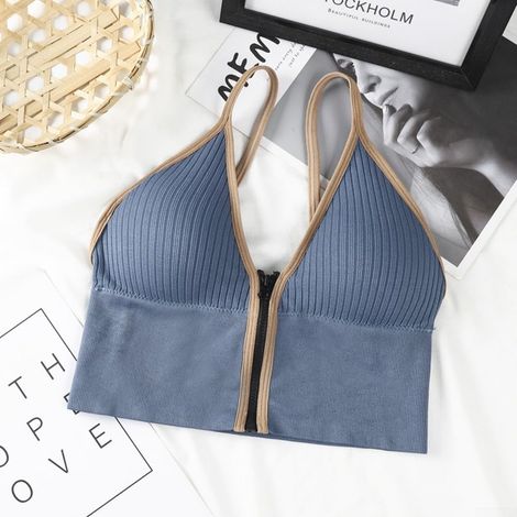 Women's seamless padded camisole with a U-shaped open back and wire-free support for everyday club wear, available in white, black, blue, green, grey, or pink. (1/5)