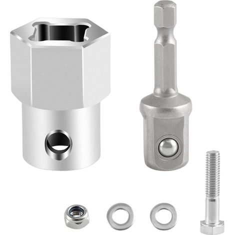 Adaptateur de perceuse sans fil avec manivelle de cric de remorque à enroulement supérieur en acier inoxydable amélioré et embout adaptateur de douille de 1/2 pouce (1/5)