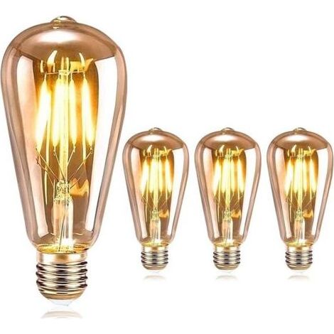Edison LED-Glühbirne, E27 Vintage Edison LED Retro-Glühbirne 4W ST64 Antike dekorative Lampe Nostalgische warmweiße LED-Glühbirne für Zuhause Restaurant Café Bar etc. (3er-Pack) [Energieklasse