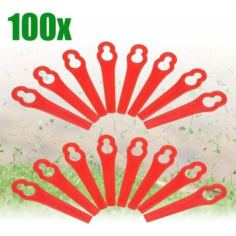 Lames en Plastique de Rechange pour Coupe-Bordures 100 Lames de Coupe en Plastique de Remplacement, Tondeuse à Gazon en Plastique Lames, Lames de Grass Trimmer Brush Cutter